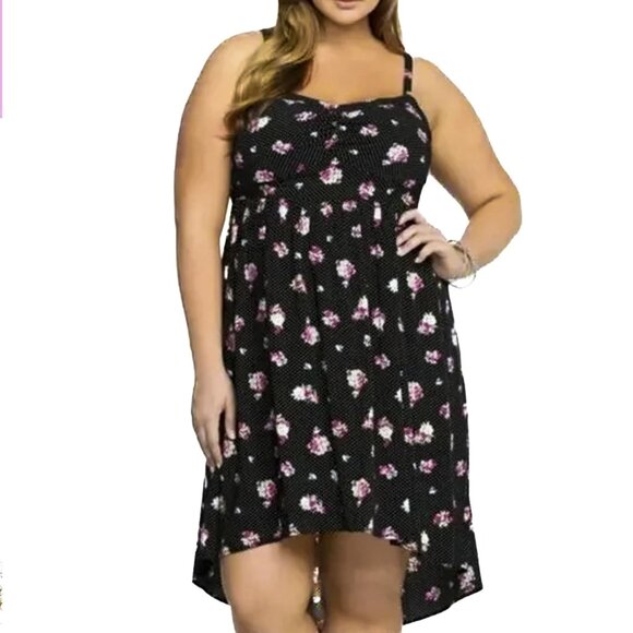 torrid Dresses & Skirts - torrid Polka Dot Floral Print High-Low Strappy Summer Dress Smocked Sz 2 - NWOT